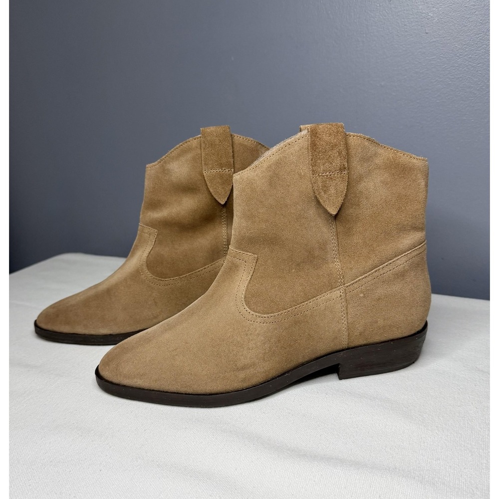 FatFace Pixie Boots Womens 9 / 40 Beige Soft Suede Western Ankle Booties Pull On